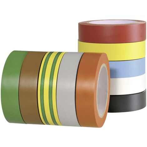 Lot de 10 rubans isolants électriques HelaTape Flex 15, ruban PVC tout usage. Conforme aux exigeances de l'IEC - Epaisseur 0,15mm, Largeur 15mm, Longueur 10m, - HellermannTyton