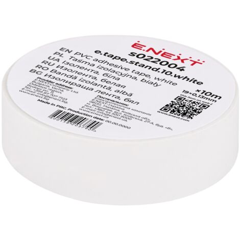 Ruban isolant PVC E.NEXT s022004 19 mm x 10 m blanc