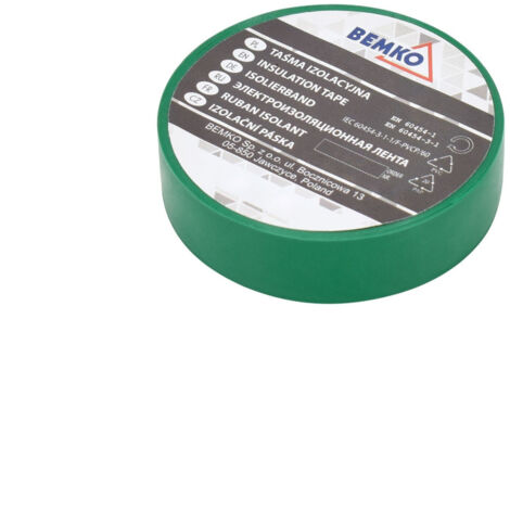 Ruban Isolant PVC Vert - 15mm x 10m - Épaisseur 0,13mm - Adhésif Électrique