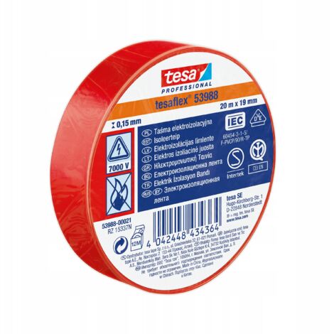 Ruban isolant rouge Tesa 20 mx 19 mm