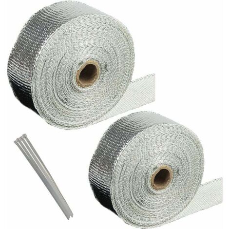 Ruban isolant thermique, bandage aluminium-titane de 10 m + 4 colliers autobloquants de 5 m pour collecteur d'échappement de moto et de voiture (couleur : noir)