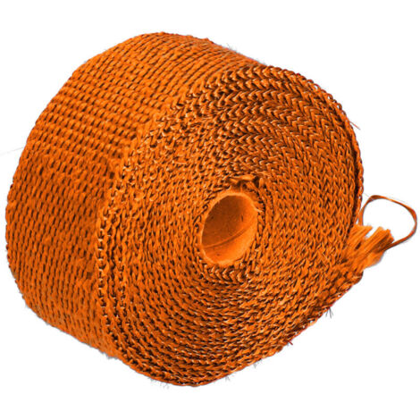 Ruban Isolant Thermique Moto 5M, Bande Thermique Echappement avec 6 Collier de Serrage Inox,orange