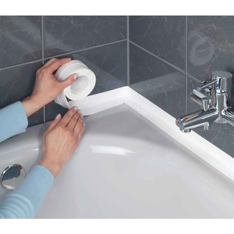 Wenko - Bande d'étanchéité 3,5m blanche pour baignoire et douche autocollante flexible extralarge résistante aux produits de nettoyage 50mm