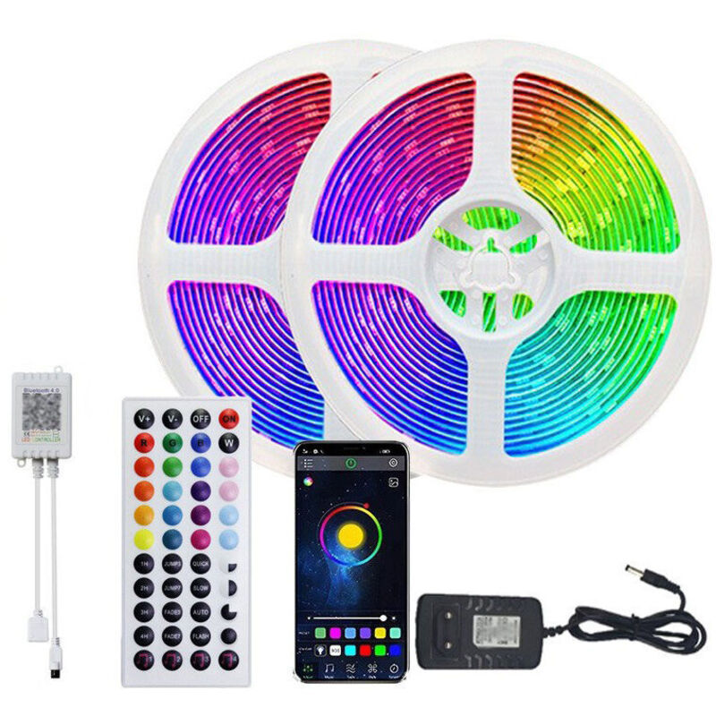 Ruban led 15M (1 x 15M), Bande Led rgb Lumière Led Multicolore, avec Télécommande 44 Touches App, Synchroniser avec Musique, pour Décoration, Bar,