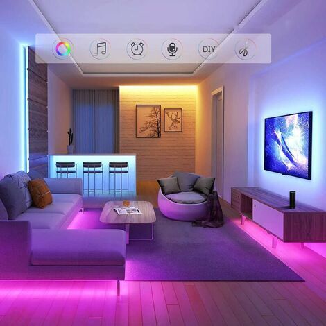 YOOUYIDA Ruban Led 15m, Chambre Multicolore Bande Led 5050 Rgb Lumiere, Bandeau Led avec TéLéCommande，Bluetooth App pour ContrôLer la Ruban Led en Synchronisation avec la Musique