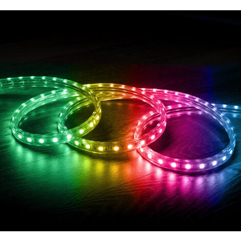 Ruban LED 220V AC 60 LED/m RGB IP65 sur Mesure Coupe Tous les 100cm