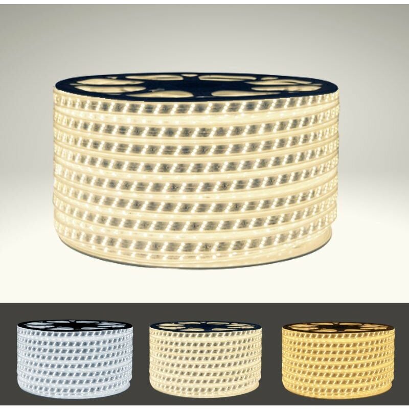 Ruban led 220V Recoupable 50M IP65 2835 180LED/m Triple Rangée - Blanc Chaud Silumen