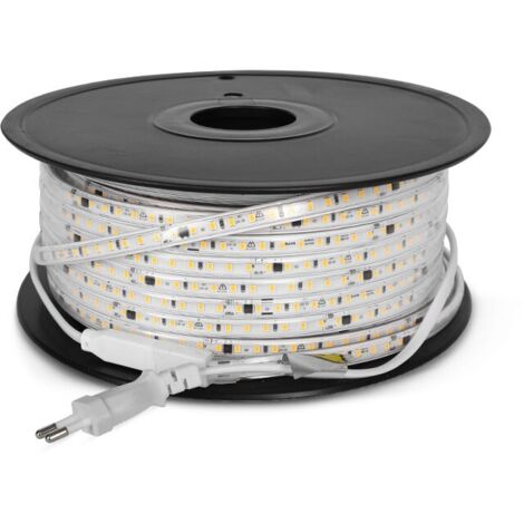 Ruban LED 2835 - 8W/m - 3000K Blanc Chaud - IP65 - 1m - 660lm - 230V
