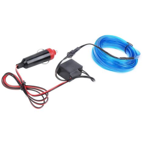 Ruban LED 3 mètres pour intérieur voiture, bande lumineuse auto néon bleu, allume-cigare fil conducteur, éclairage décoratif véhicule.