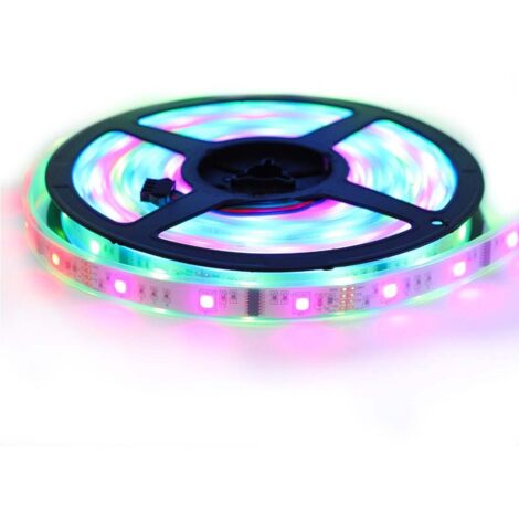 Ruban LED 5050 "6803 Magic LED " 5 Mètres RGB Étanche (IP67)  Longueur: 5 mètres - Transformateur: Alimentation Non-Inclus - Controleur- telecommande: Contrôleur télécommande Inclus