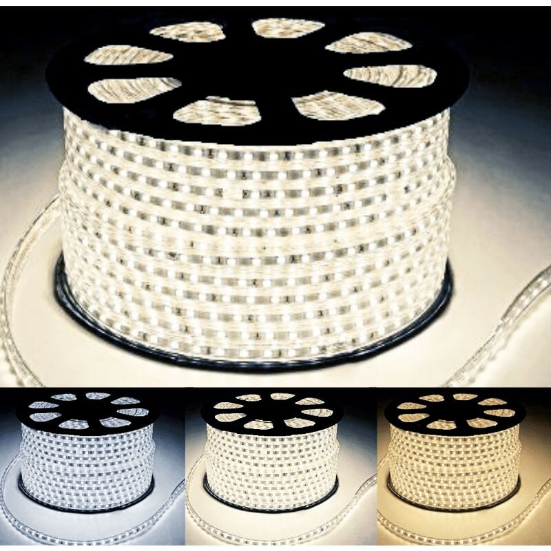 Silamp - Ruban led Fin 50M 220V Recoupable 20cm IP65 2835 120LED/m - Blan