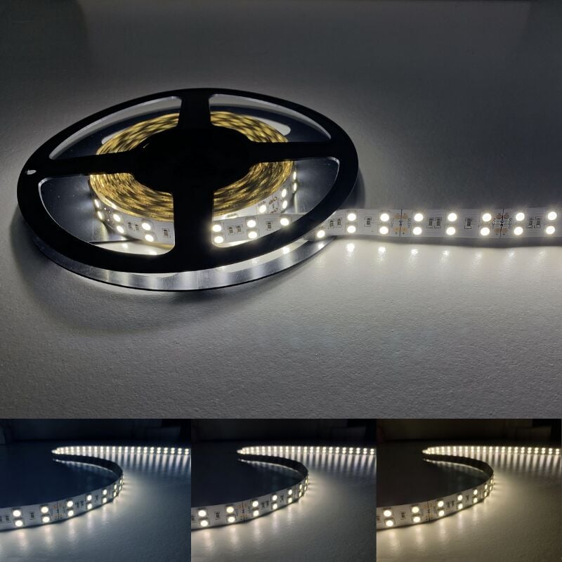 Silamp - Ruban led 5M 24V 5050 IP20 Double Rangée 120LED/m - Blanc Neutre 4000K - 5500K