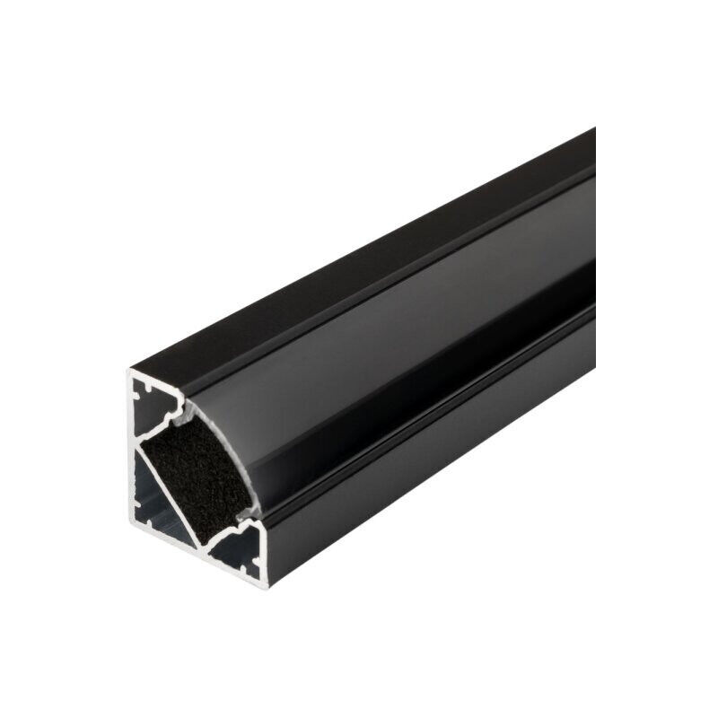 Optonica - Profilé Noir diffuseur Noir pour Angle 45° pour Ruban led 2m