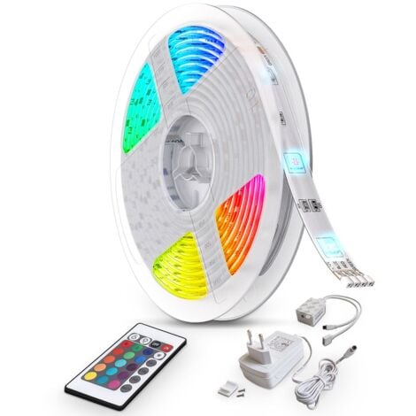 IP20 intensit/é variable /éclairage int/érieur lumi/ère d/écorative blanche et multicolore Licht bande LED TV 2m guirlande lumineuse dimmable adh/ésive avec t/él/écommande et c/âble USB B.K