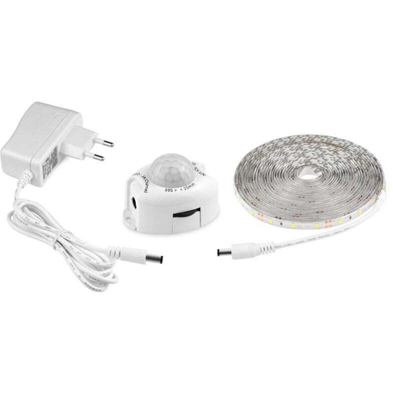 Ruban Led Avec Détecteur De Mouvements, Bande Led Flexible Autocollante,Étanche IP65 Avec Alimentation 12V Barre Lumineuse Pour Chambres, Salons,