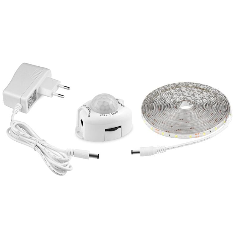 Ruban Led Avec Détecteur De Mouvements, Bande Led Flexible Autocollante,Étanche IP65 Avec Alimentation 12V Barre Lumineuse Pour Chambres, Salons,