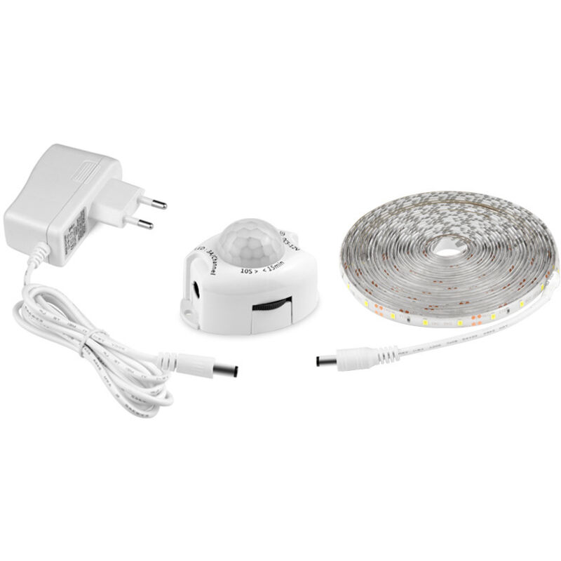Ruban Led Avec Détecteur De Mouvements, Bande Led Flexible Autocollante,Étanche IP65 Avec Alimentation 12V Barre Lumineuse Pour Chambres, Salons,