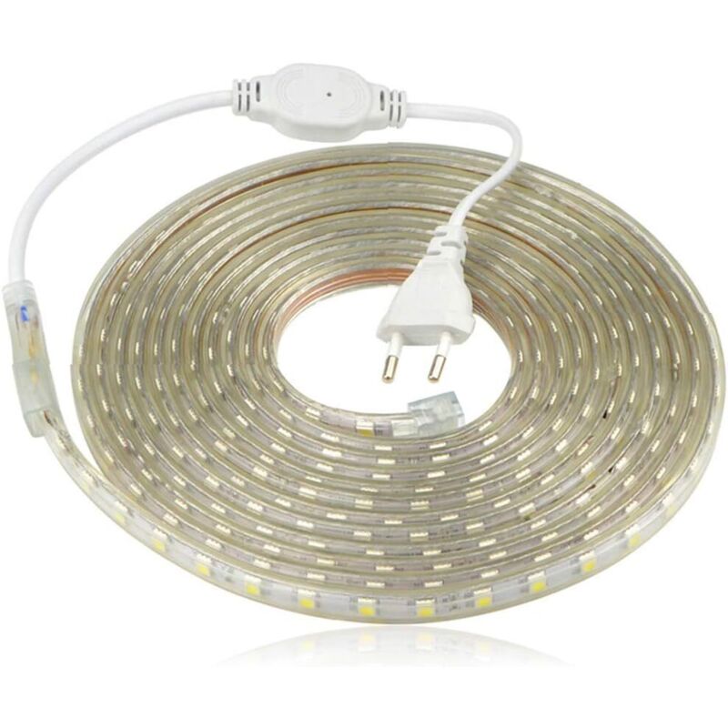 Ersandy - Ruban à led, Bande led Etanche, Lumineux Bandeau Led 220v, 5050 IP65 Etanche Bande Strip Led, Blanc chaud (6m)