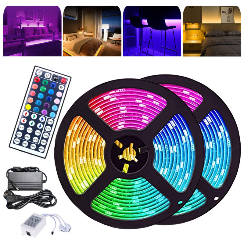 Vingo - 1m Ruban led, bande led rgb 5050 smd, bande led 30 led, led non étanche (IP20), avec télécommande 44 boutons