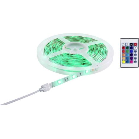 Ruban LED (Base) Sygonix SY-5224778 avec connecteur mâle 230 V 5 m RVB X952602