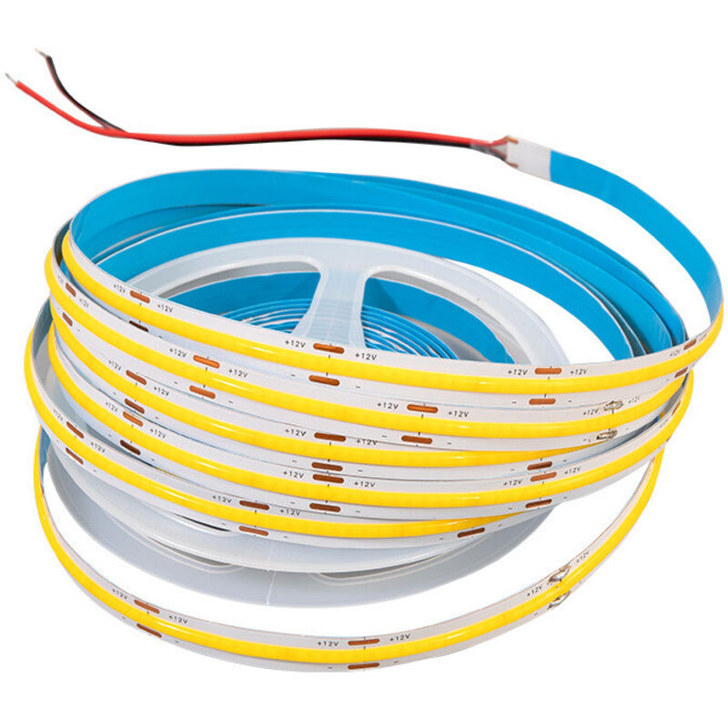 Ruban led cob 12V de 480 led au mètre Jaune Or de 5 Mètres en IP20 Transformateur: Alimentation Inclus