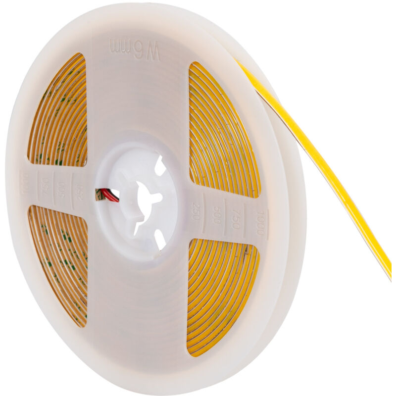Ruban LED 24V COB 385 LED/m 5m 10W/m 1000lm/m Largeur 5mm Super Étroite Coupe 4cm IP20 CRI90 3000K Blanc chaud