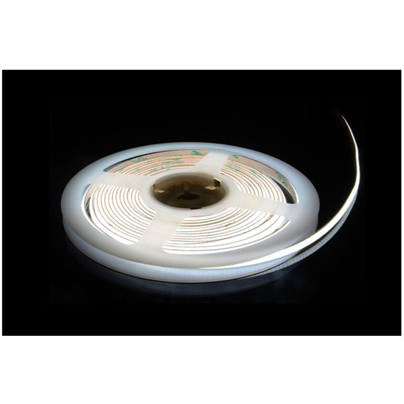 Ruban led cob 12V de 480 led au mètre blanc froid de 5 Mètres en IP20 Transformateur: Alimentation Inclus