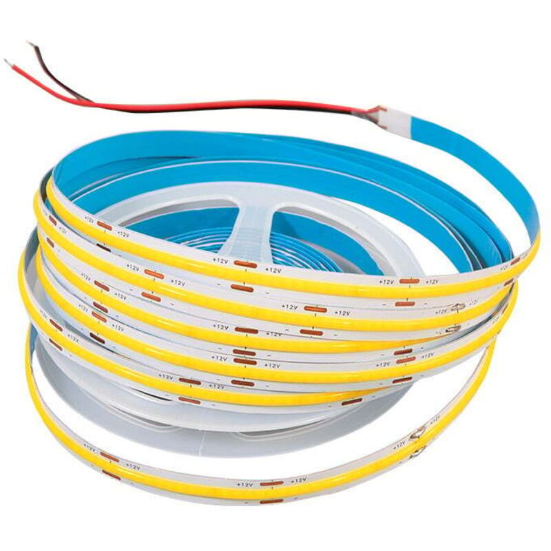 Ruban LED COB 12V de 480 LED au mètre orange de 5 Mètres en IP20 Transformateur: Alimentation Inclus