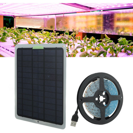 Ruban LED de croissance végétale Full Spectrum IP65 20W Solar - Panneau solaire 5V avec boîte batterie
