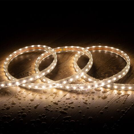 Ruban LED 220V AC 60 LED/m Blanc Chaud