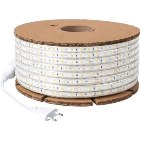 Ruban LED Dimmable 220V SMD 120 LED/m BOBINE 50m 8.5W/m 850lm/m Largeur 12mm Coupe 20cm IP65 Vert