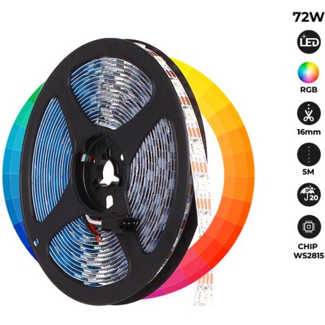 Ruban LED intelligent IC RGB 12V DC - 14,4 W/m -IP20 - 60 LED/m
