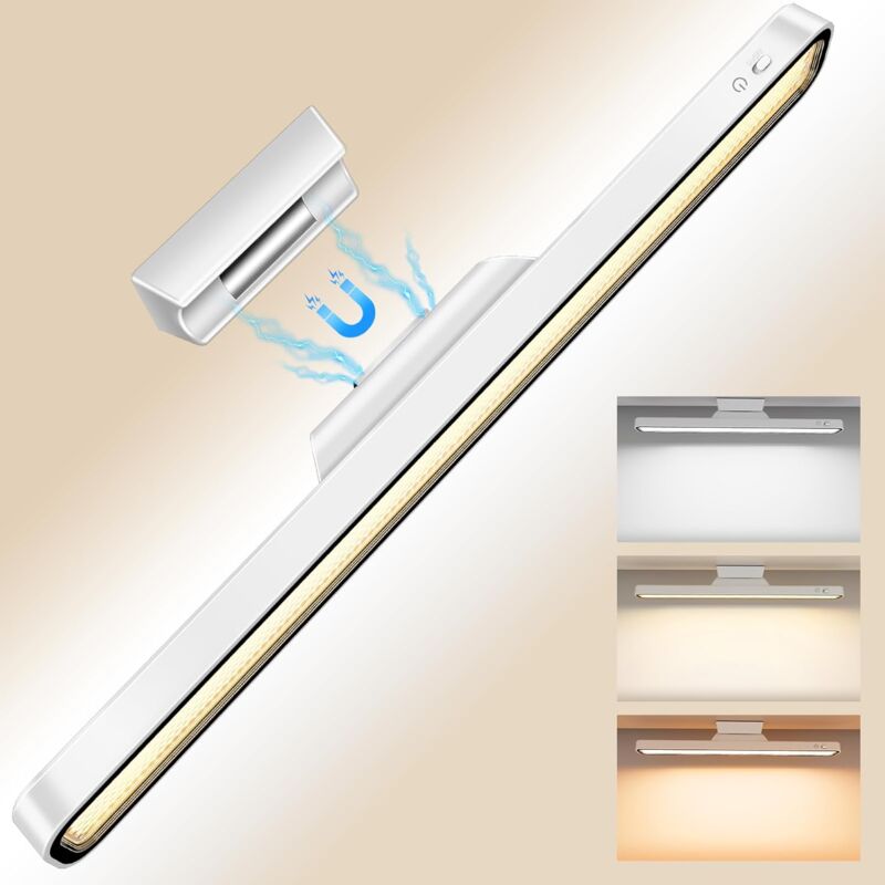 Ruban LED lampe sous meuble de cuisine 32 cm avec batterie, bande lumineuse sans fil rechargeable à intensité variable, éclairage anti-éblouissement