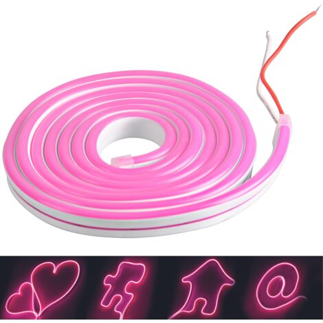 Ruban LED néon décoratif 12V 2m rose IP65 étanche Polux
