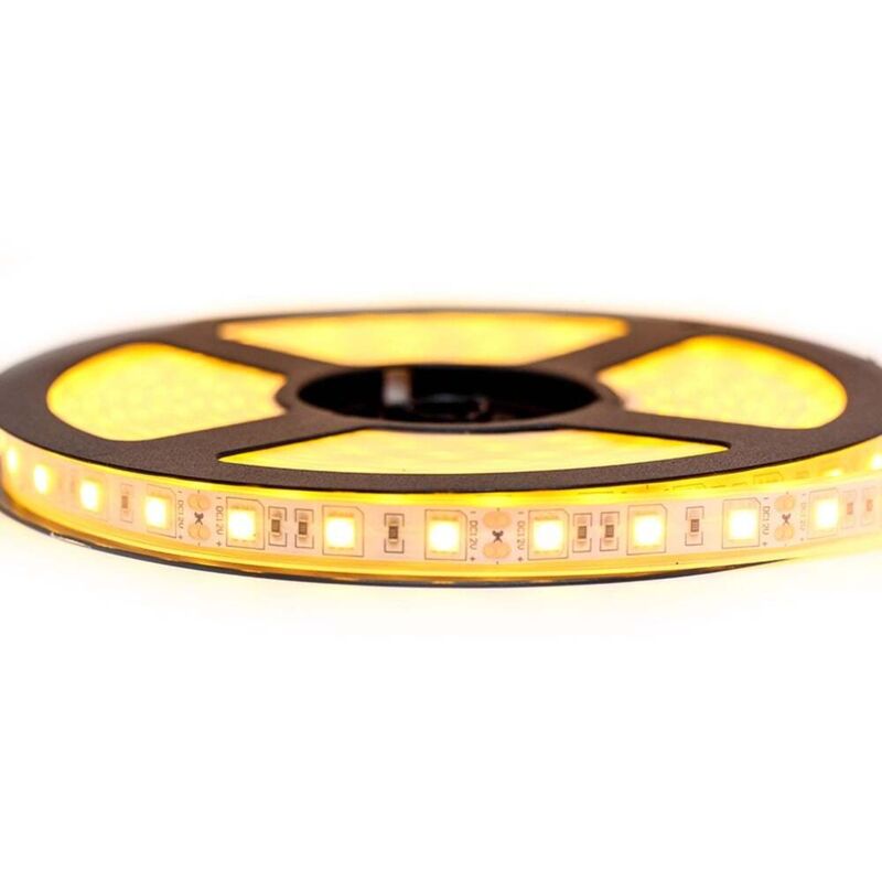 Kit Ruban Professionnel 5050 - 60 leds/m - 5 mètres couleur or étanche (IP67) Longueur: 5 mètres - Transformateur: Alimentation Non-Inclus