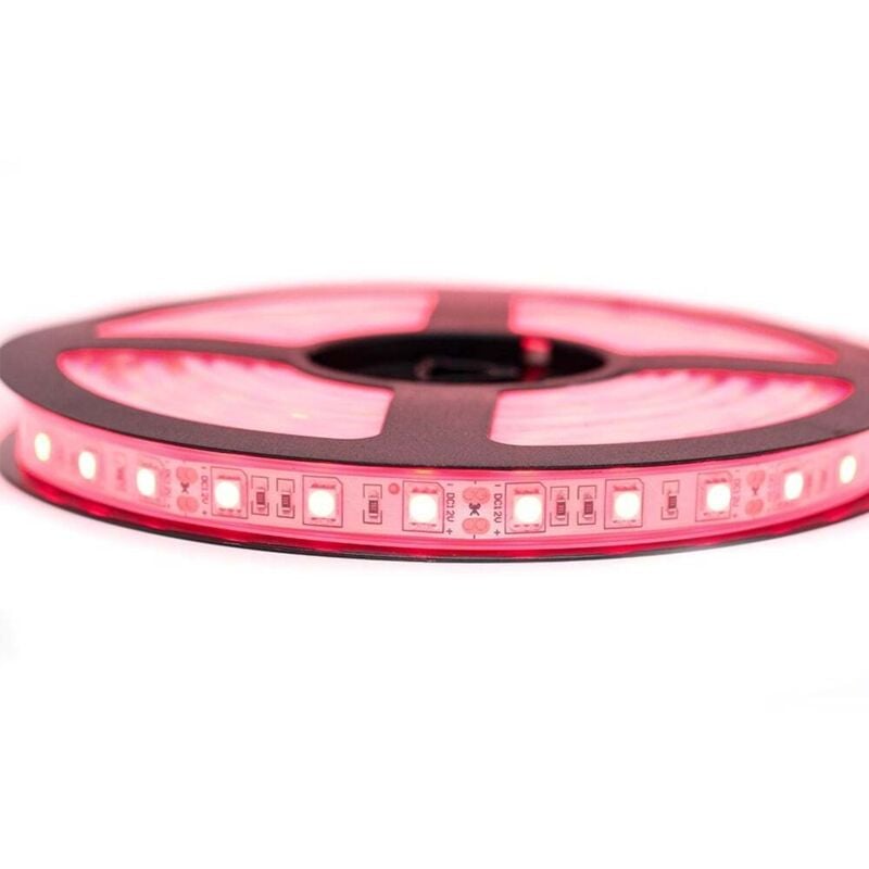 Kit Ruban Professionnel 5050 - 60 leds/m - 5 mètres rouge étanche (IP67) Longueur: 5 mètres - Transformateur: Alimentation Inclus