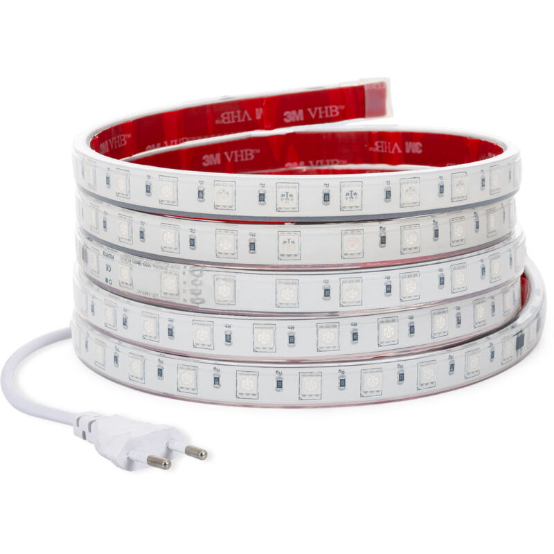 Efectoled - Ruban led rgb 220V smd 60 LED/m 15W/m silicone flex Largeur 12mm Coupe 100cm IP67 avec Télécommande Sur mesure 4 m