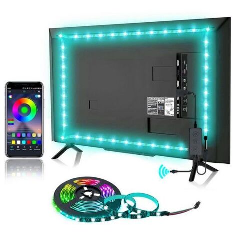 Ruban LED RGB 4M avec synchronisation musique – Contrôle Bluetooth et USB – Installation facile pour téléviseur et décoration intérieure