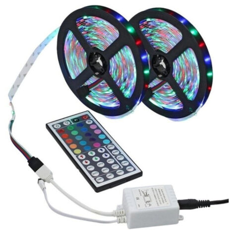 Ruban LED RGB 5/10/20M avec télécommande IR pour décoration intérieure