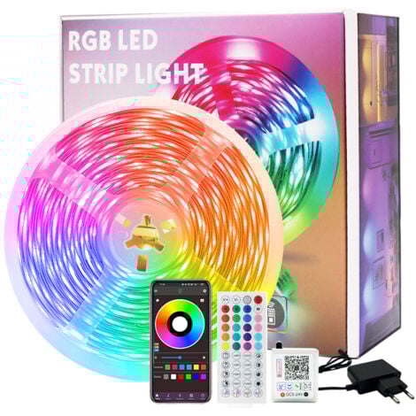 MCBOSON Ruban LED RVB, 20 m - 320 LED, Bandeau lumineux à couleurs changeantes, synchronisé avec la musique, avec télécommande et application de contrôle