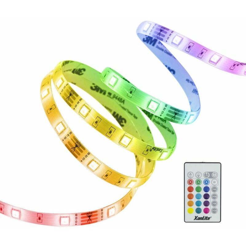 Xanlite - Ruban led (kit complet) - 5m - rgb Digital - 166 modes d'éclairages multicolore - LSBK5RVBD
