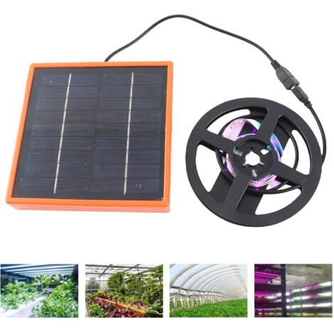 Ruban LED Solaire de croissance végétale 3,3m avec panneau 5W, matériau silicone plastique