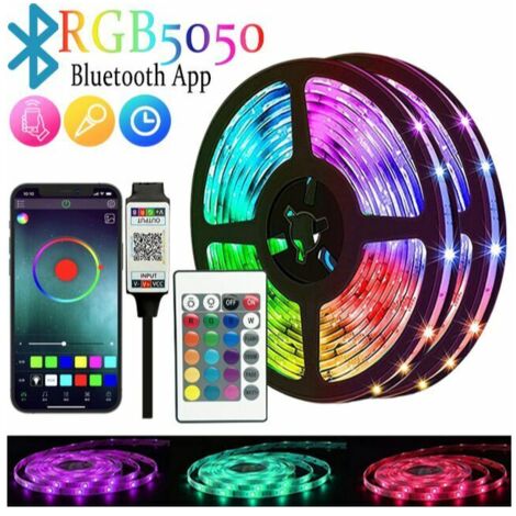 Ruban lumineux LED Intelligent Bluetooth 15M 5050 SMD - Avec télécommande + APP, Synchroniser avec Rythme de Musique/Fonction USB