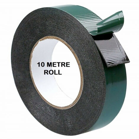 Ruban mousse adhésif doble cara super resistente, étanche, noir, 10 m, 1 rouleau