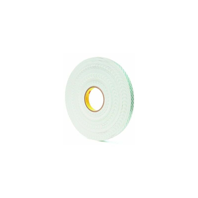 3M - Ruban mousse Polyuréthane double face 4016, Blanc, 19mm x 13.7m x 1.6mm ( Prix pour 1 )