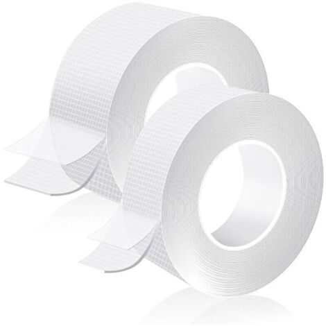 Ruban Nano Double Face, 2 Rouleaux Ruban Adhésif Double Face Puissant Transparent Ruban Adhésif Double Face Lavable Réutilisable