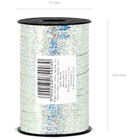 Ruban plastique, argent, 5 mm/225 m, 1 pièce.