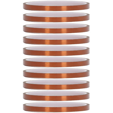 Ruban polyimide haute température 10 pièces, couleur marron foncé, adhésif isolant pour transformateurs, largeur 5mm.