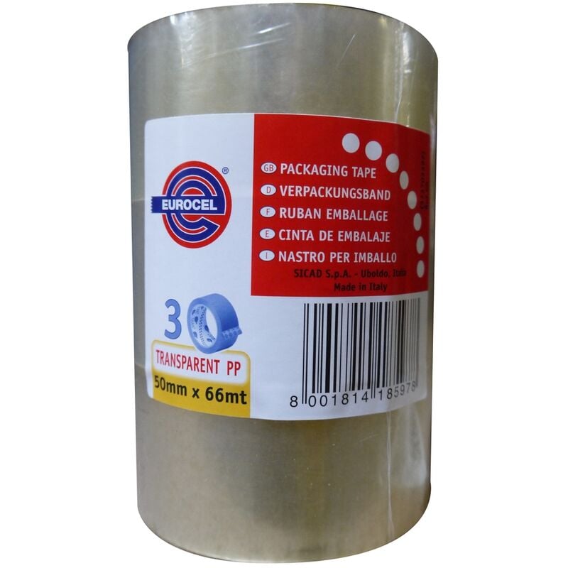 Adhesif emball pp trans LOT3 50X66 Eurocel 003111375