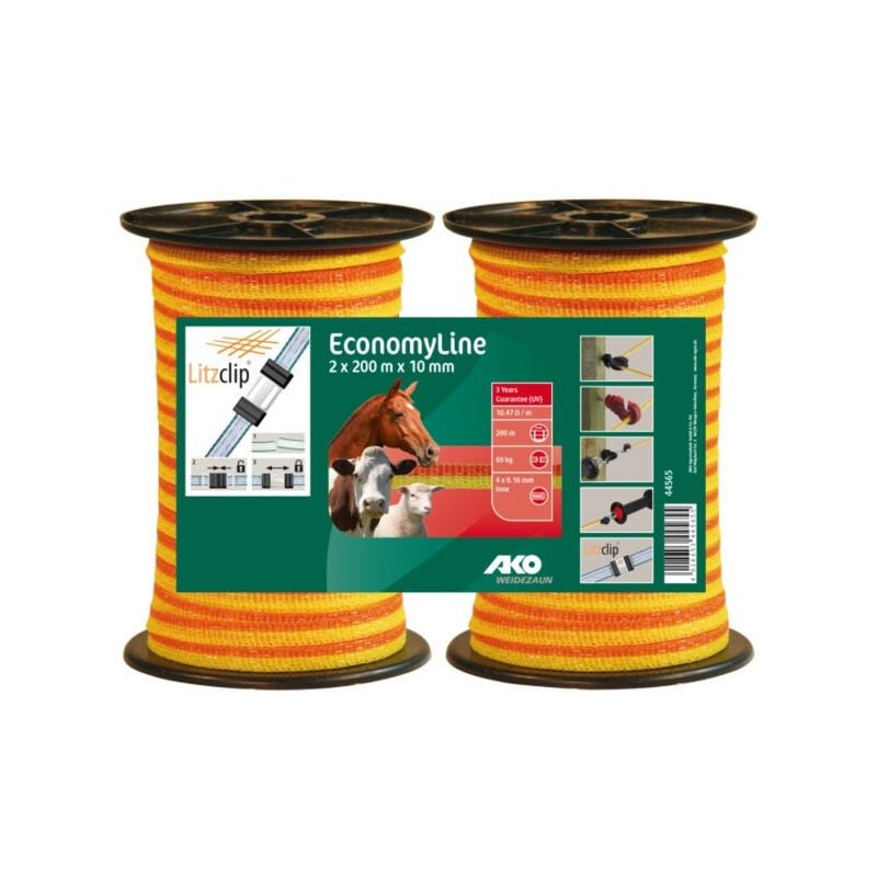 Ruban Jaune/Orange 10mm 2x200m 4 Conducteurs